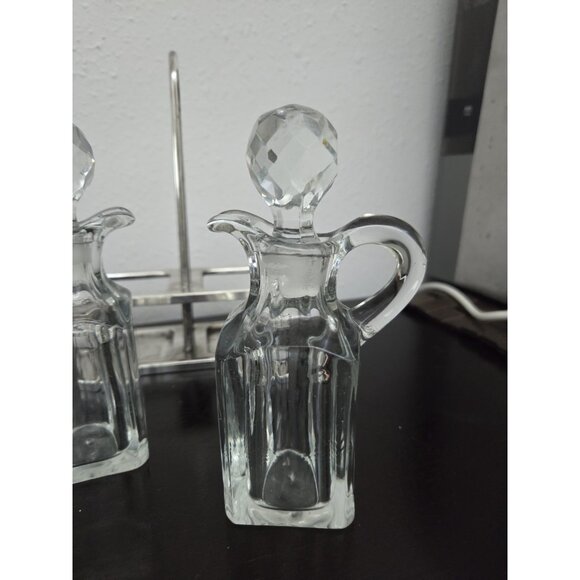 Vintage Benedict Indestructo Silver Soldered Cruet 1286 Oil & Vinegar Set USA - Picture 4 of 12